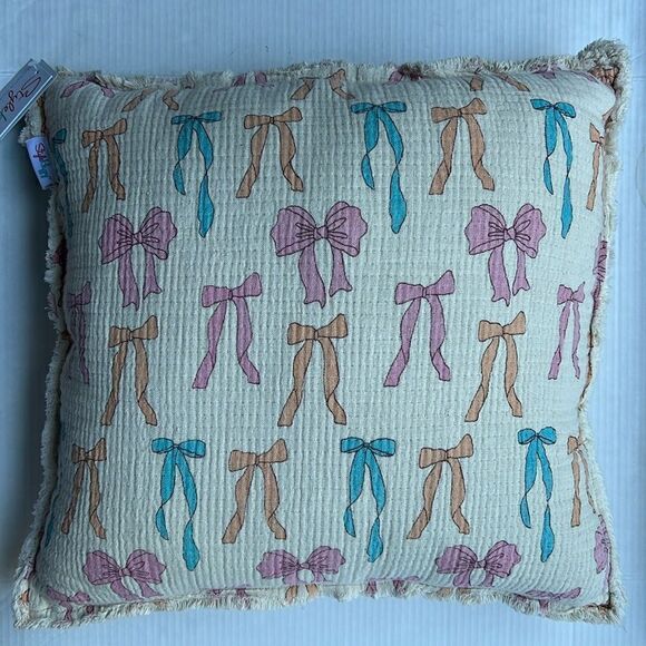 Style Happy Pastel Bows Throw Pillow - Picture 3 of 10